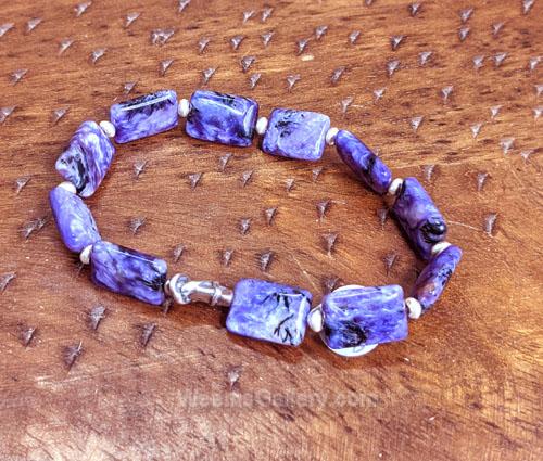 Stretchy Charoite Bracelet (Purple) by Pam Springall